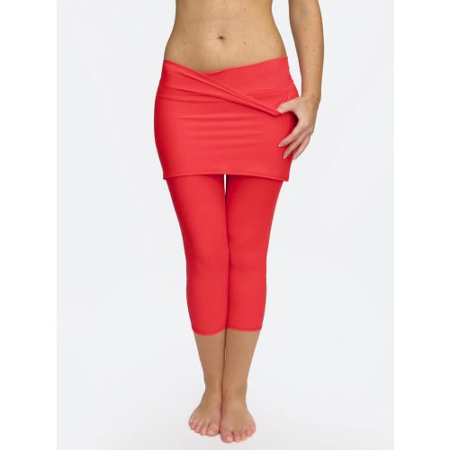 Red Yoga Leggings with Skirt