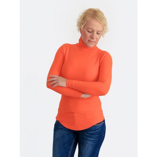 Slim Fit Orange Turtleneck Shirt